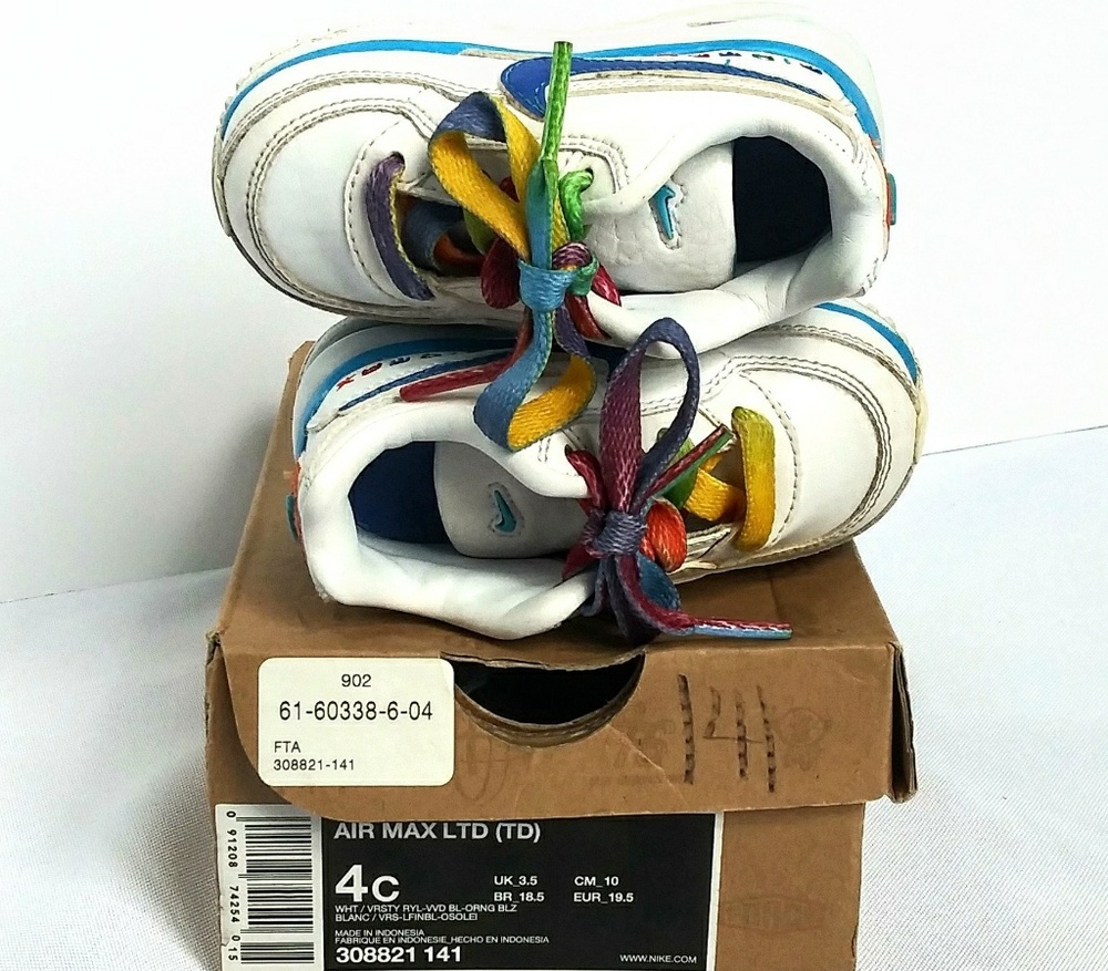 Baby Nike Air Max Sz 4C EUC Rainbow wht blue ornge